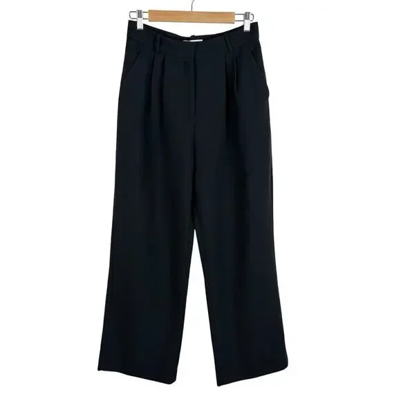 Abercrombie & Fitch Curve Love Sloane Tailored Wide Leg Pant Black Womens Size 8 - Picture 2 of 12